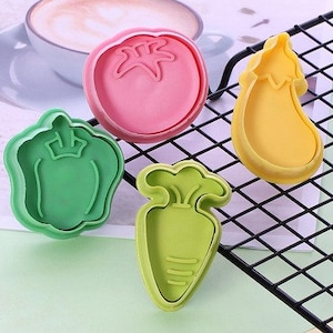 Mini Plunger Imprint Cookie / Fondant Cutters - Vegetables - 4 count