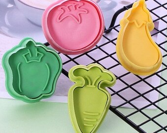 Mini Plunger Imprint Cookie / Fondant Cutters - Vegetables - 4 count
