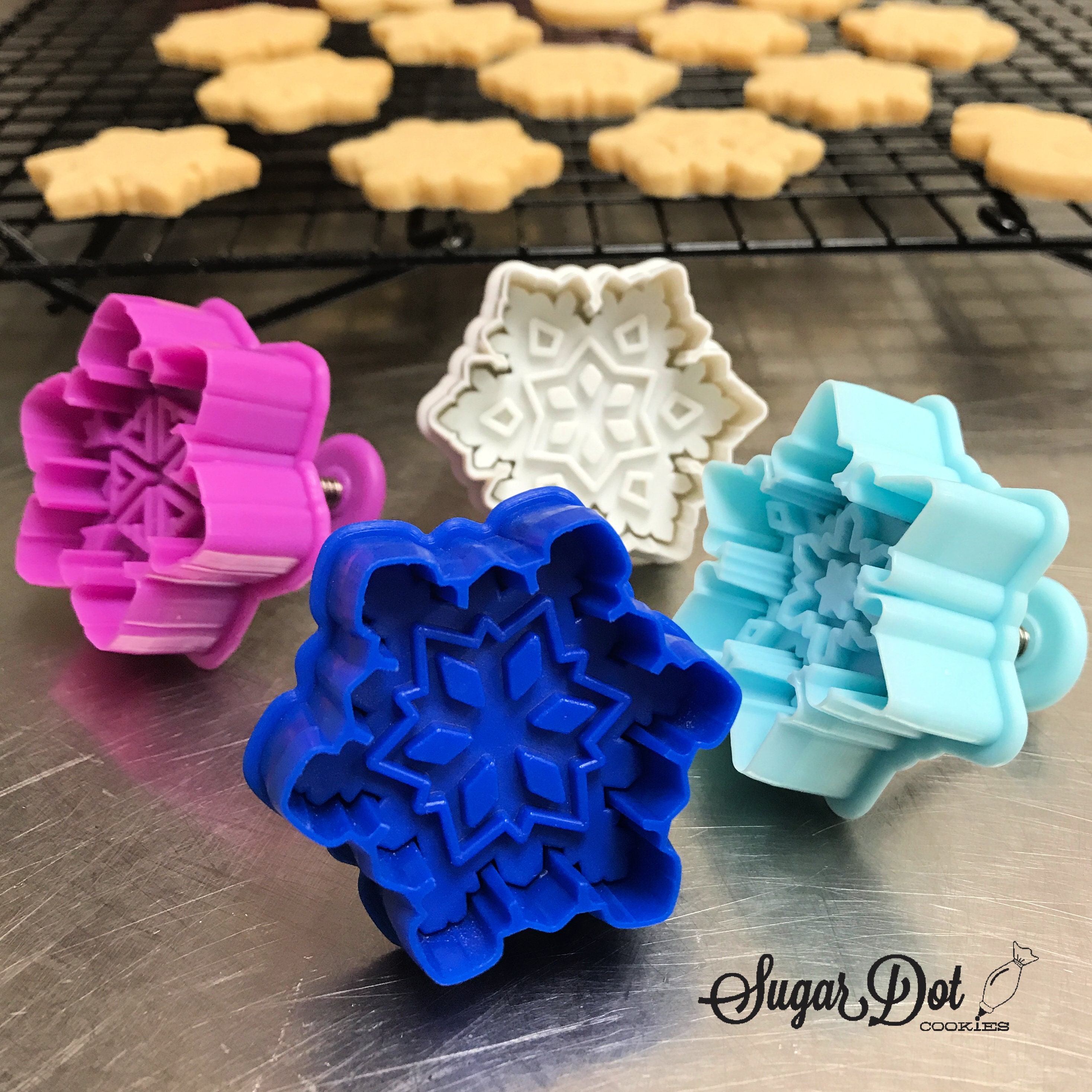 Mini Plunger Imprint Cookie / Fondant Cutters Snowflakes 4 Etsy