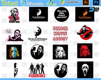 Pacchetto di film horror pack collection  Svg Png PDF Eps, stampabile download