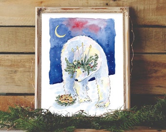 Santa Lucia Polar Bear 8X10 Art Print