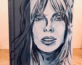 Custom Cover Upcycled Book - Joni Mitchell Original Art Portrait