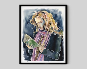 Hermione Granger Book Lover Art Print Watercolor Painting