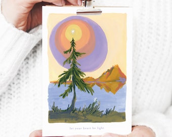 California Christmas Tree - Holiday Flat Card - Art Print 5X7