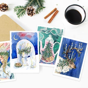 Conjunto de cartões de Natal nórdicos escandinavos - Você escolhe 4 designs - Santa Lúcia