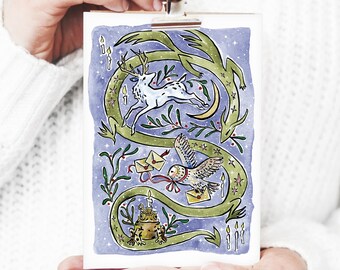 Merry Harry Potter Christmas - Dragon - Art Print Flat Card 5X7