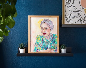 Zadie Smith Author Portrait Original Watercolor Painting
