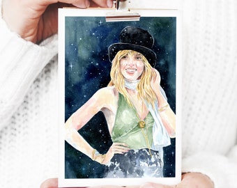 Stevie Nicks - Magical Witch - Art Print - Flat Card - Halloween - Solstice