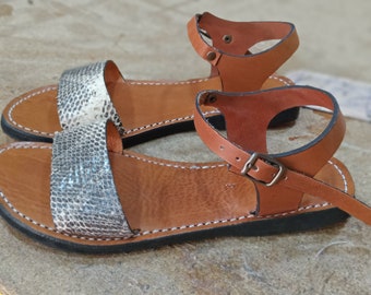 comfortable leather gray sandals for summer