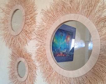 3 Miroir en raphia artisanal : 3 dimensions