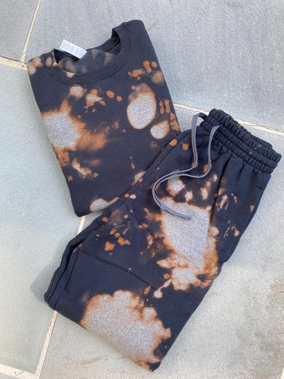 Bleach Dyed Jogger Sweat Set, Bleached Sweatshirt, Reverse Dyed