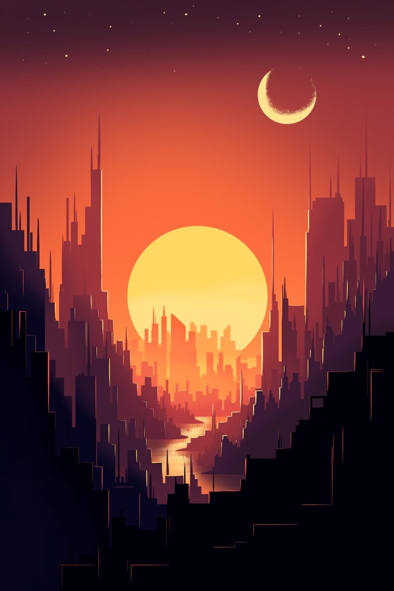 City Sunrise Painting image 1