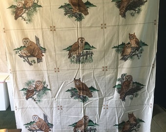 Vintage Owl Fabric Panels for Applique Pillows, crafting: 4.8 yards. Owl fabric yardage. Saw whet, great horned, barred, long eared, boreal