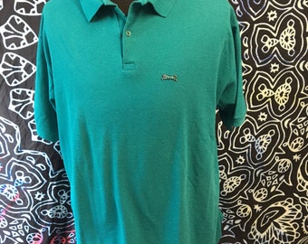 Le Tigre Vintage Teal polo Shirt XXL 80s Tall Man USA Made Vintage Cotton Blend