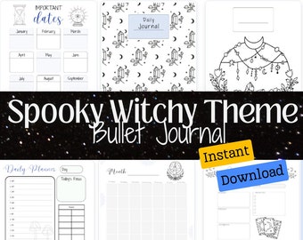 Spooky Witchy Bullet Journal Printable PDF Planner