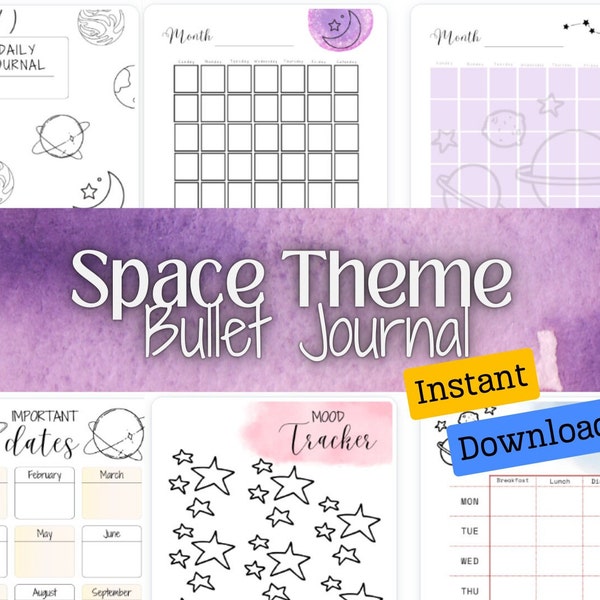 Space Theme Bullet Journal PDF Planner