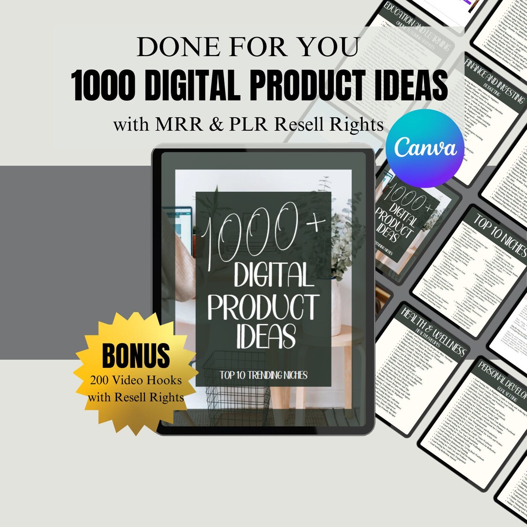 1000 Digital Product Ideas for Passive Income With MRR and PLR, Done ...