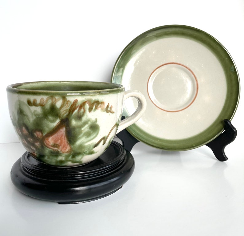 John B. Taylor Ceramics Harvest Vintage Stoneware Jumbo Cup and Saucer image 1