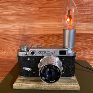 Vintage FED-2 camera lamp, table lamp, interior lamp, office lighting, Creative lamp, Retro camera Lamp