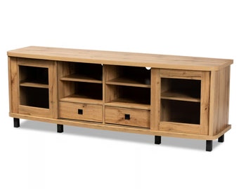 Walda Oak Brown Wood Two-Drawer TV Stand by Baxton Studio