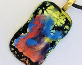 Yellow Dichroic Flowers with Blue and Orange Glass