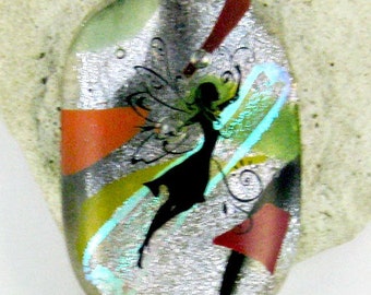 Fairy on Dichroic Fused Glass Pendant