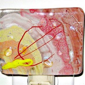 Fused Glass Night Light/ Red Orange Yellow White image 1