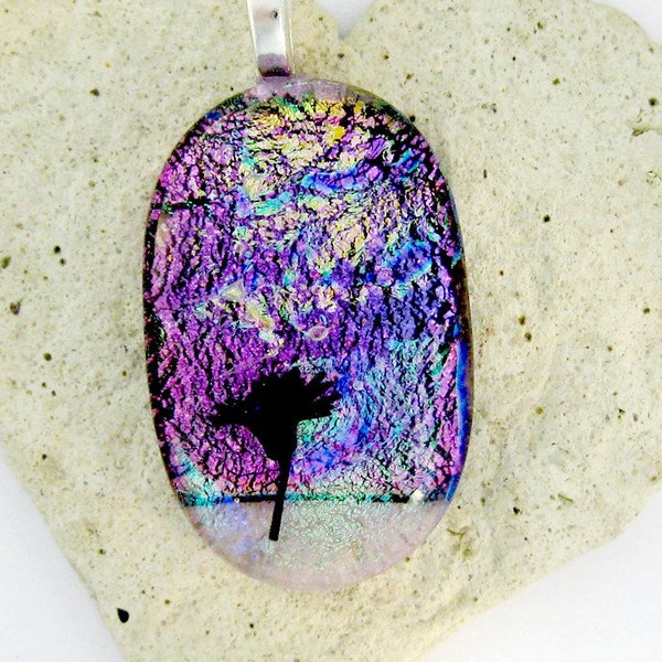 Aurora Borealis Purple Fused Glass Pendant