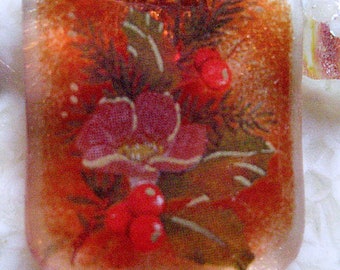 Christmas Bouquet Fused Glass Pendant