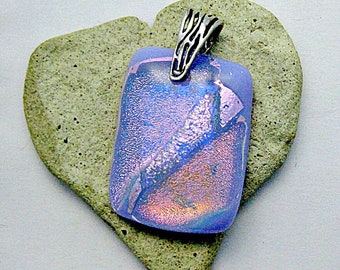 Fused Glass Jewelry - Lavender and Pink Dichroic Pendant