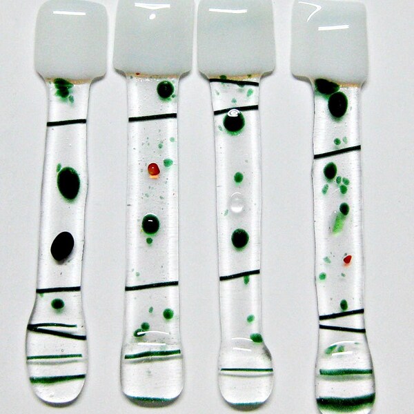 Fused Glass Dots and Lines Swizzle Stix set 4