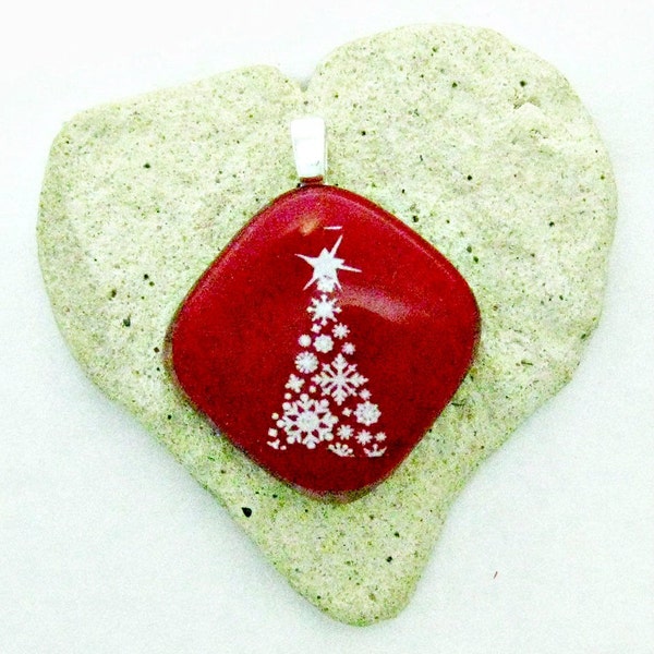 Fused Glass OH Christmas Tree Pendant