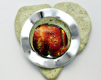 Red Dichroic Fused Glass Pendant