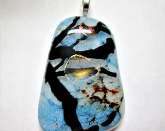 Sunrise or Sunset and Tree Fused Glass Pendant