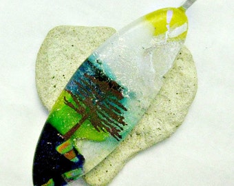 Tree Of Life Dichroic Fused Glass Large Pendant