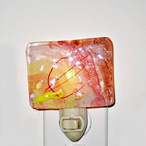 Fused Glass Night Light/ Red Orange Yellow White image 2