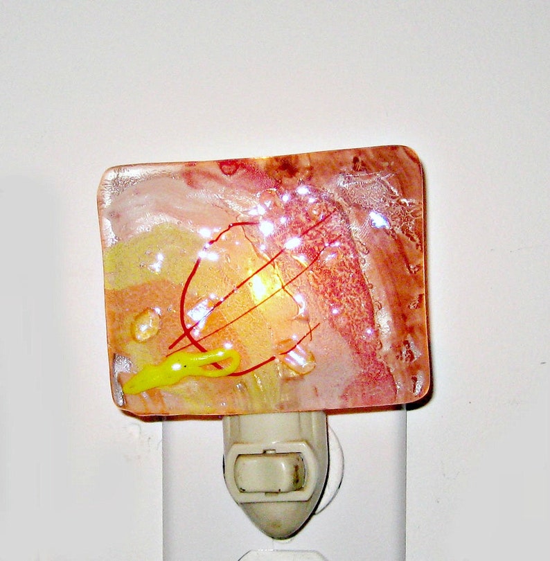 Fused Glass Night Light/ Red Orange Yellow White image 2