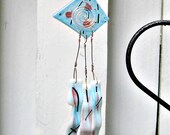 Blue with Red Dichroic Fused Glass Wind Chimes