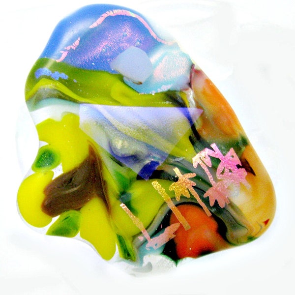 Funky Fused Dichroic Glass Drawer Pull Knob