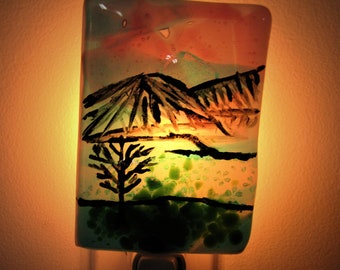 Fused Glass Night Light Mountain View