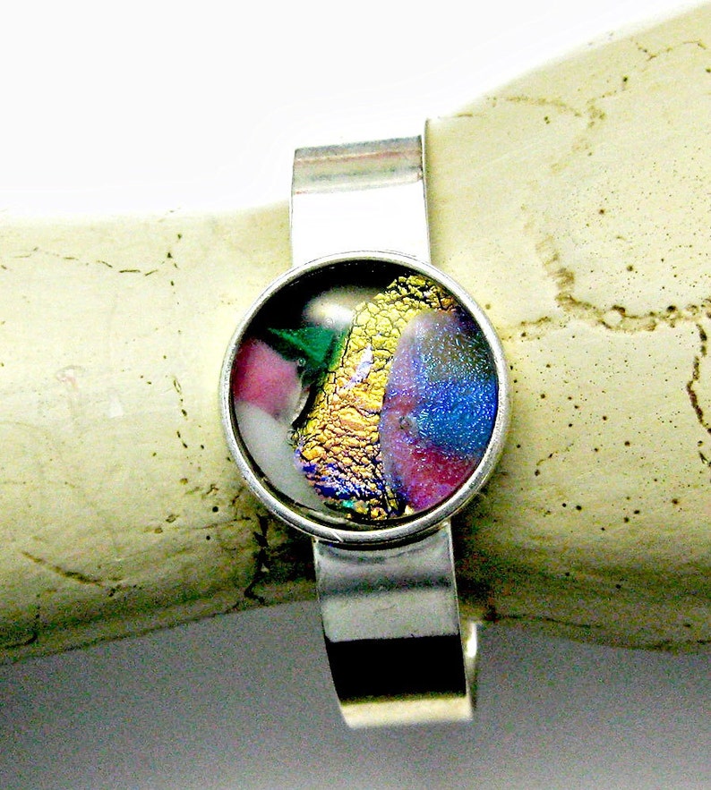 Gorgeous Dichroic Fused Glass Cuff Bracelet image 2