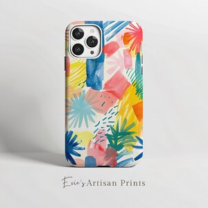 Pastel Print Art Phone Case iPhone 15 14 13 12 pro, Samsung S24 S23, Pixel 8 pro 7 6, Double Layer Protection, Tough Case, Boho Cool Art