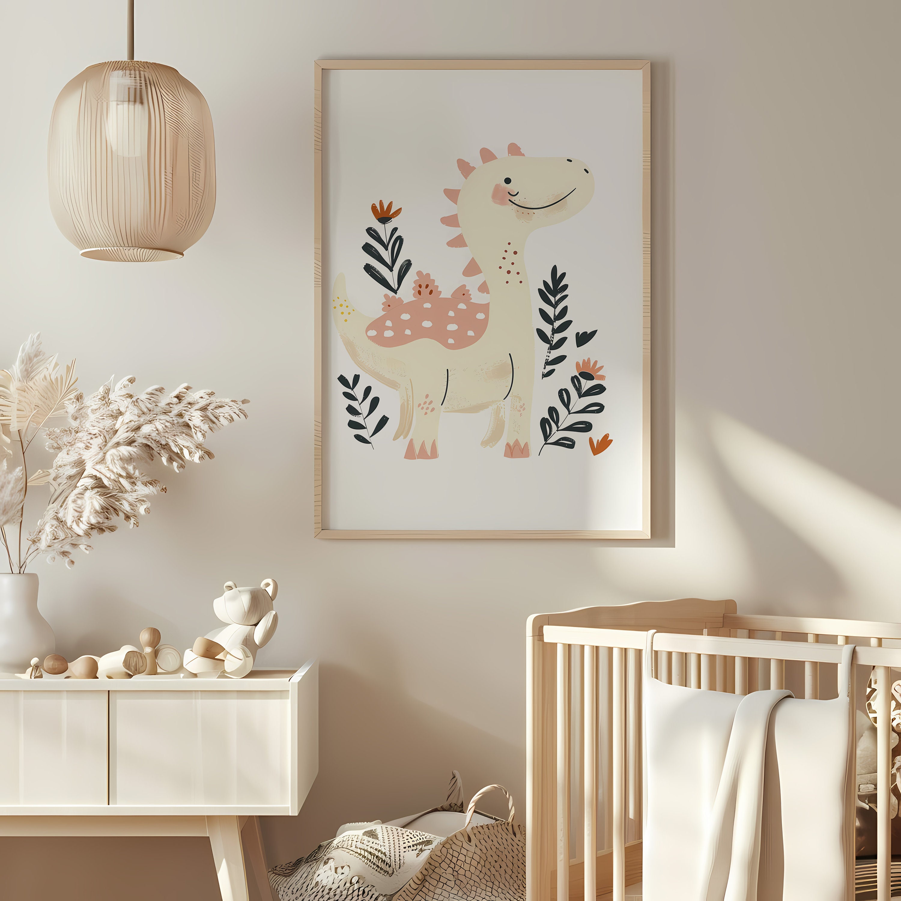 Dinosaur Print Set of 3, Boho Nursery Wall Art Prints, Dinosaur Nursery ...