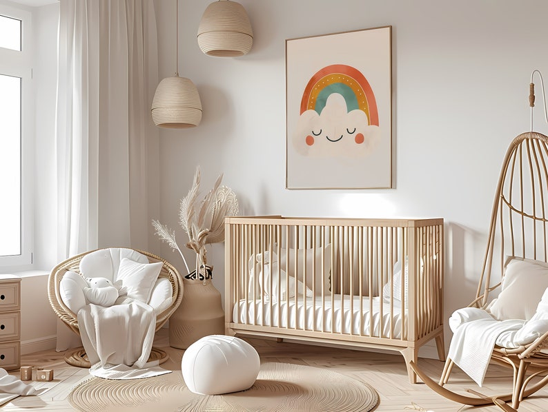 Nursery Print, Cute Cloud Nursery Art, Boho Nursery Wall Art Prints ...