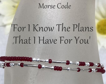 For I Know The Plans I Have For You Morse Code Bracelet, Jeremiah 29 11, Bible Verse Jewelry Gift for Encouragement and Inspirational