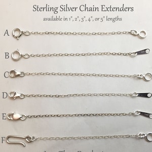 Sterling Silver Delicate 1.3mm Cable Extender for Necklace or Bracelet, 1 inch, 2 inch, 3, 4 or 5 inch Extension Lengthener Adjuster Resizer