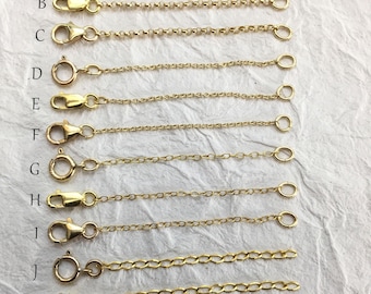 Gold Filled Chain Length Extender for Necklace or Bracelet, 1 inch, 2 inch, 3, 4 or 5 inch Extension Lengthener Adjuster Resizer