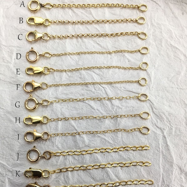 Gold Filled Chain Length Extender for Necklace or Bracelet, 1 inch, 2 inch, 3, 4 or 5 inch Extension Lengthener Adjuster Resizer