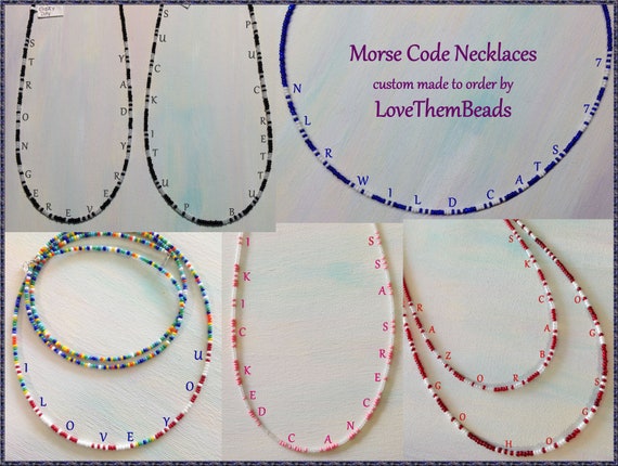 Custom Made Personalized Morse Code Seed Bead Necklace Etsy Custom Made Personalized Morse Code Seed Bead Necklace Etsy