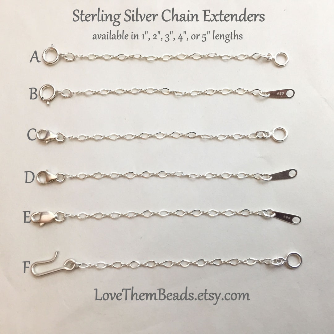  Sterling Silver Extenders Chain Necklace Extension Chains for  Jewelry Making(1 2 3 inch) : Arts, Crafts & Sewing